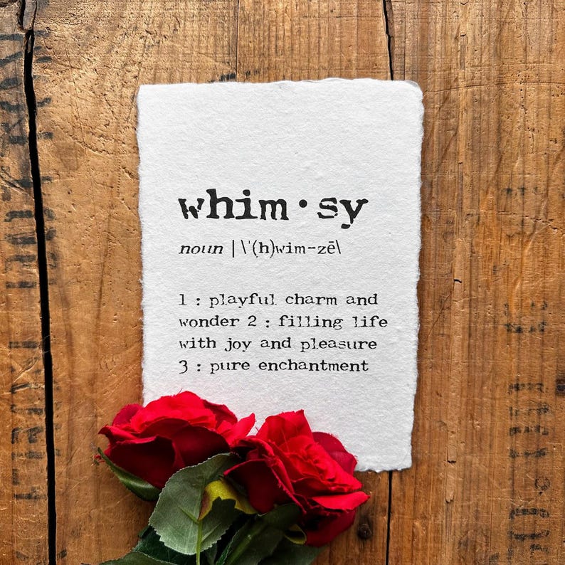Whimsy Def Whimsy Definition Print in Typewriter Font on 5x7, 8x10, 11x14 Handmade ...