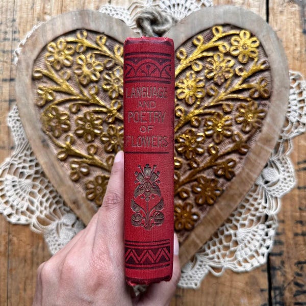 Antique Language and Poetry of Flowers book, London Milner and Company, roses, forget-me-not, wildflower meanings and poems, gift for her