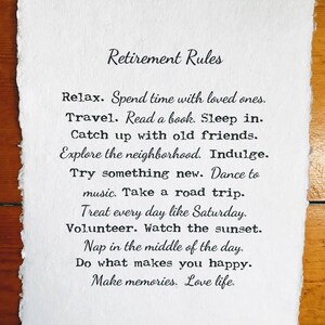 Retirement Rules Print in Typewriter and Script Font on 8x10 or 11x14 ...