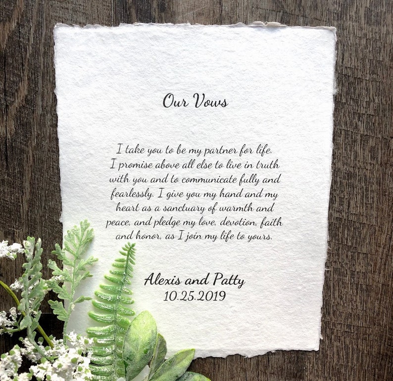 Custom wedding vows song lyrics bible verse or poem print