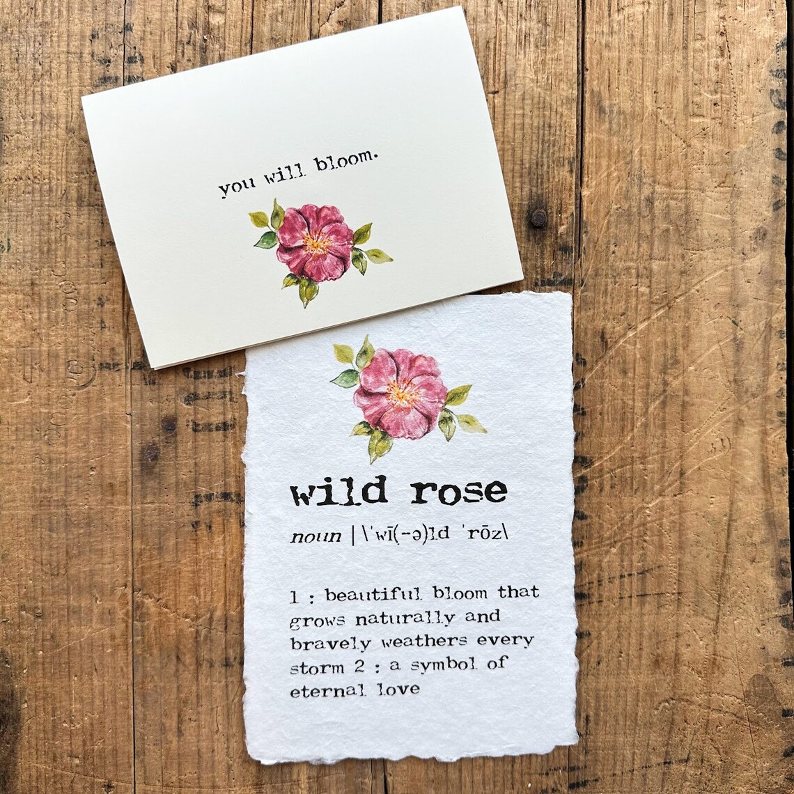 Wild Rose Definition Print in Typewriter Font on Handmade Paper With ...