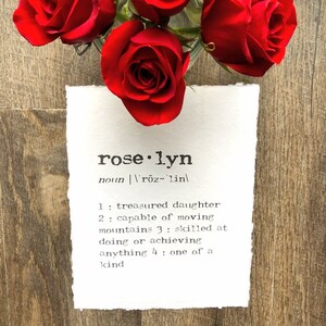 roselyn custom name definition on handmade paper