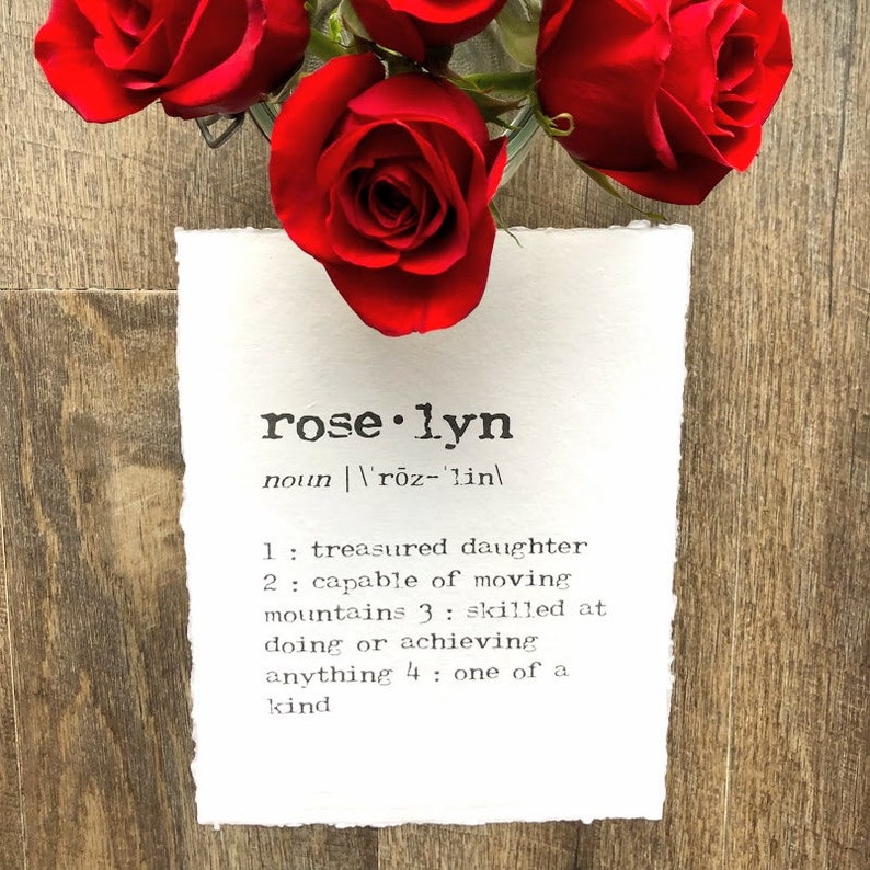 roselyn custom name definition on handmade paper