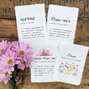 Spring, flowers, wildflower definition prints and Bloom where you are planted quote print on handmade paper