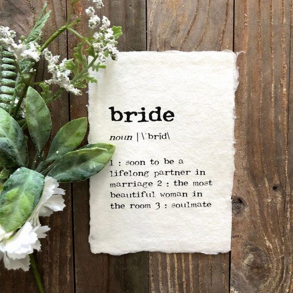 Bride Definition Print in Typewriter Font on 5x7 or 8x10 Etsy