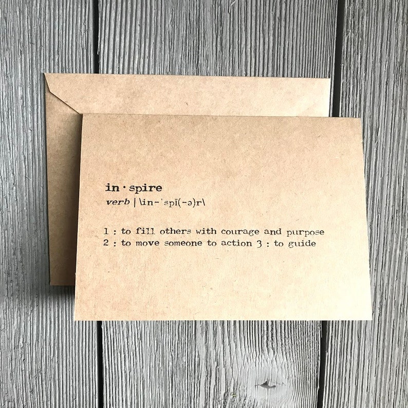 Inspire Definition Greeting Card in Typewriter Font With Etsy