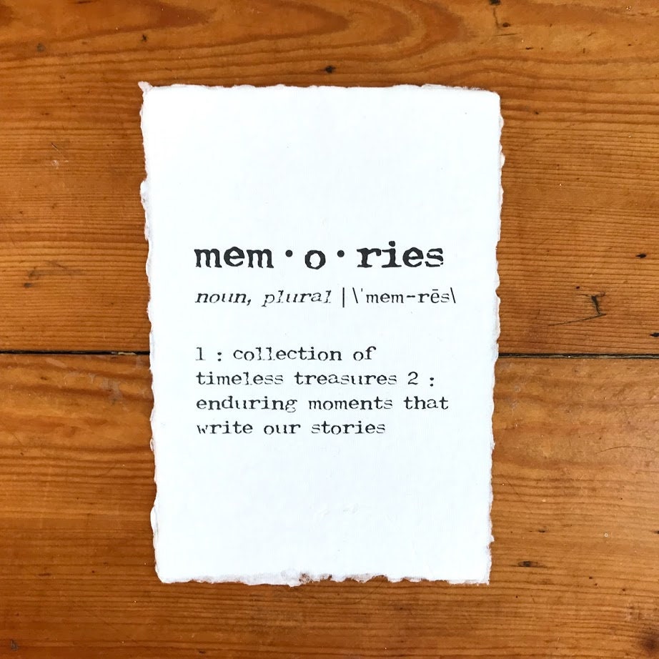 Memories Definition Print in Typewriter Font on 5x7 or 8x10 Etsy