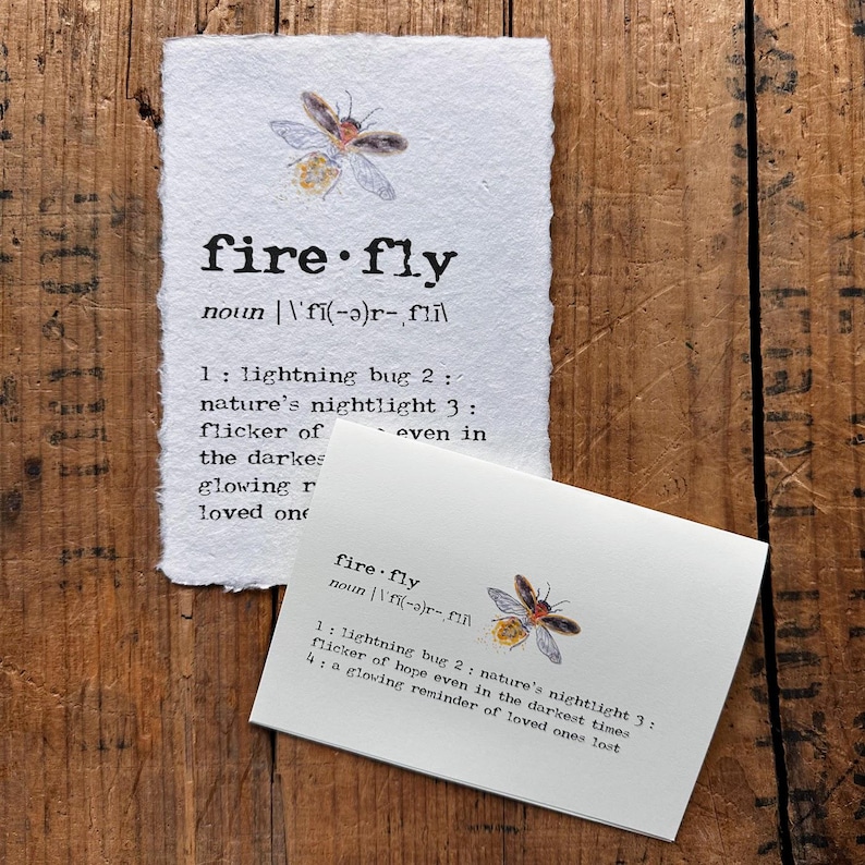 Firefly Definition Print in Typewriter Font on Handmade Paper, Glowing ...