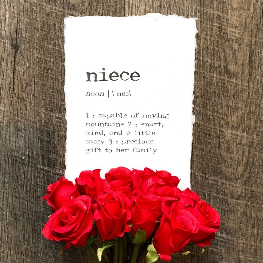 Niece definition print in typewriter font on 5x7 or 8x10 Etsy