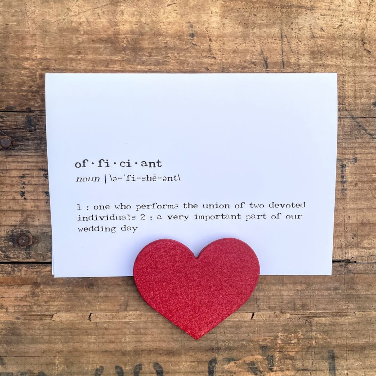 Officiant definition greeting card in typewriter font with Etsy