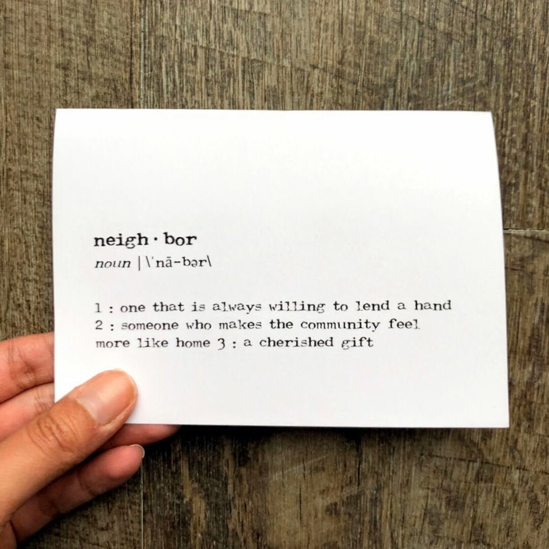 Neighbor Definition Greeting Card in Typewriter Font With - Etsy