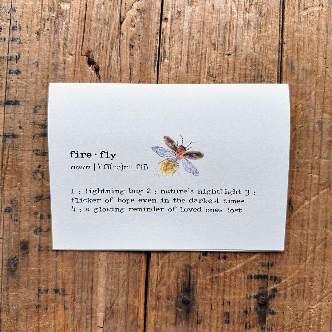 Firefly Definition Greeting Card With Lightning Bug Watercolor ...