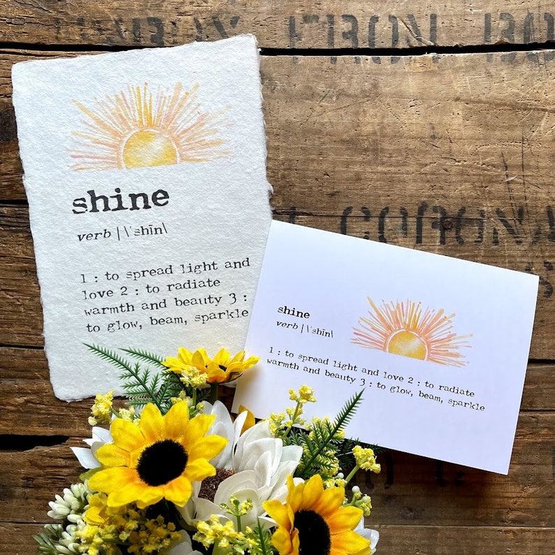 Shine Definition Greeting Card in Typewriter Font With Etsy