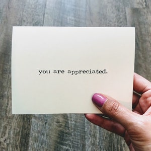 You Are Appreciated Compliment Greeting Card in Typewriter Font With ...