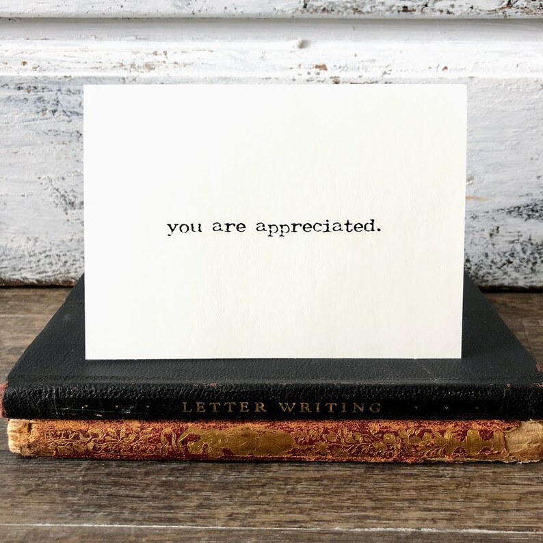 You Are Appreciated Compliment Greeting Card in Typewriter Font With ...