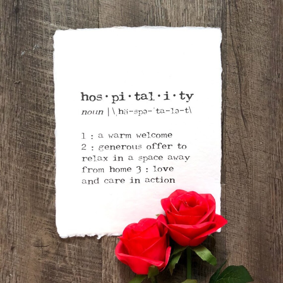 Hospitality Definition Print In Typewriter Font On 5x7 Or 8x10 Etsy
