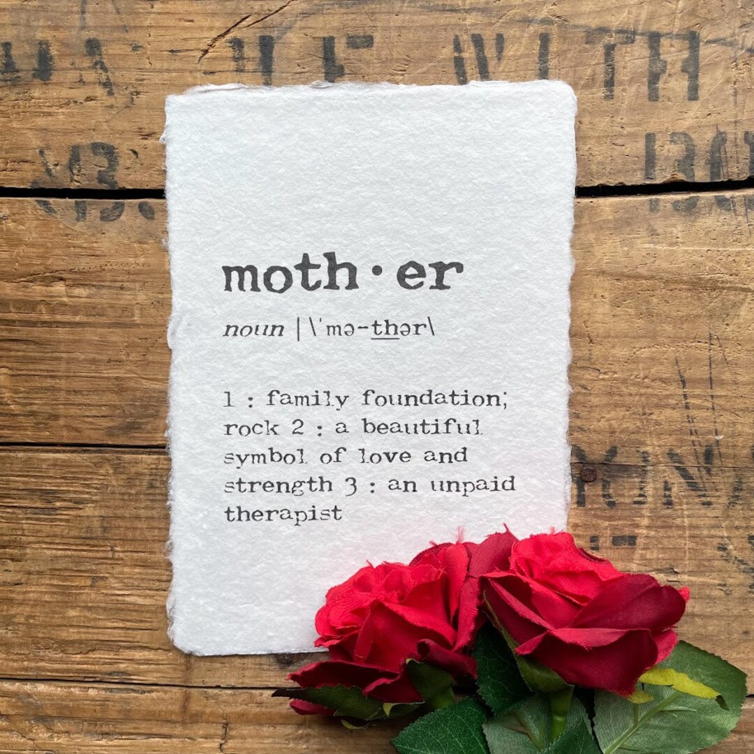 Mother Definition Print in Typewriter Font on 5x7, 8x10, 11x14 Handmade Paper, Mother's Day Gift