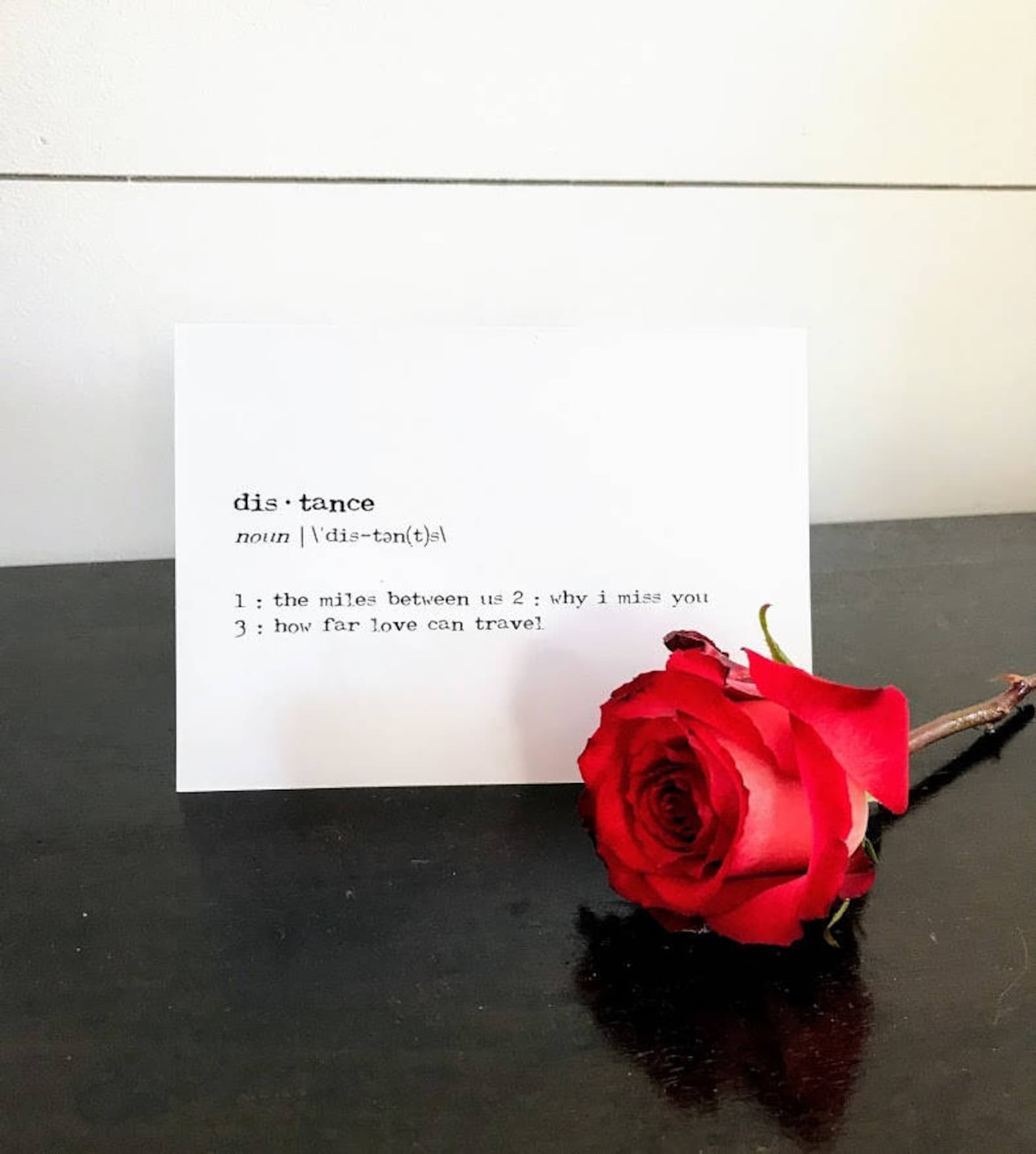 Miss Distance Meaning Distance Definition Greeting Card in Typewriter Font With Envelope and ...