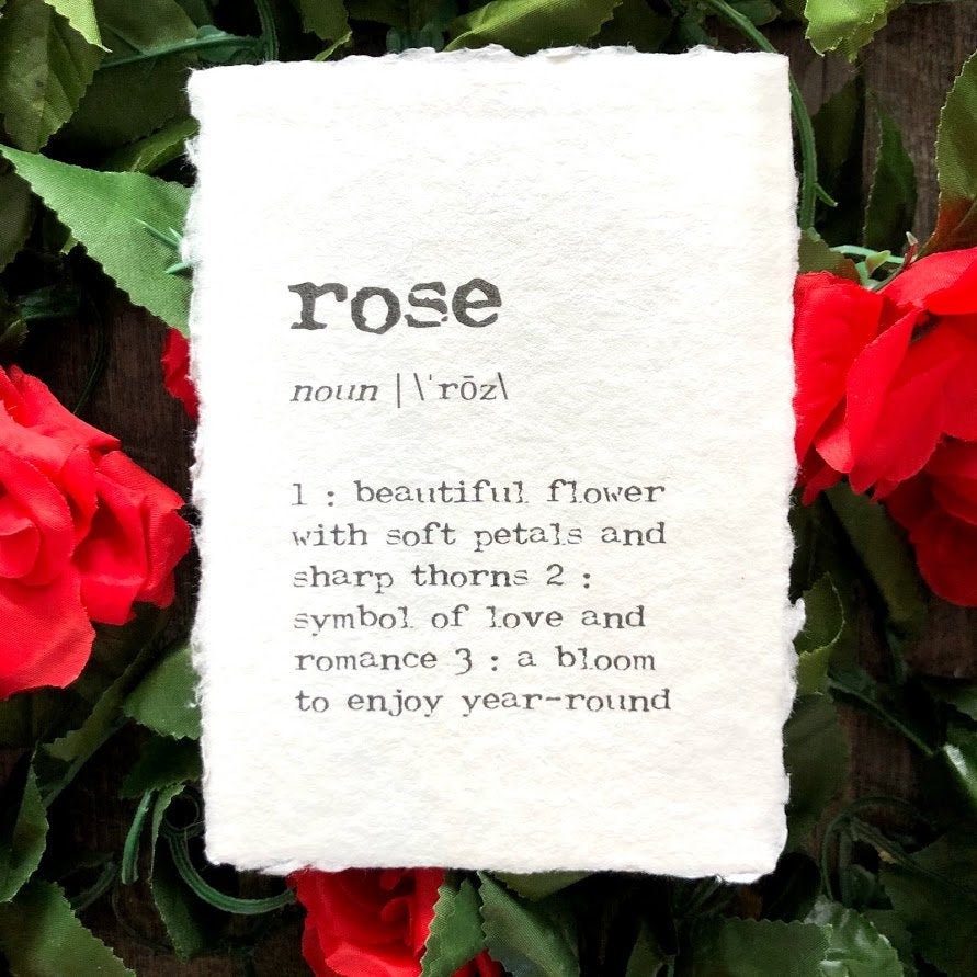 Rose Definition Print in Typewriter Font on 5x7 8x10 11x14 Etsy