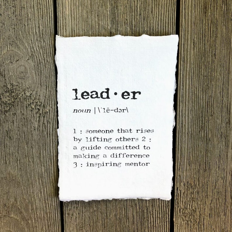Leader definition print in typewriter font on 5x7 or 8x10 Etsy