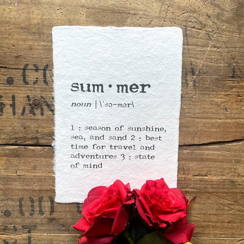 summer definition print on handmade paper