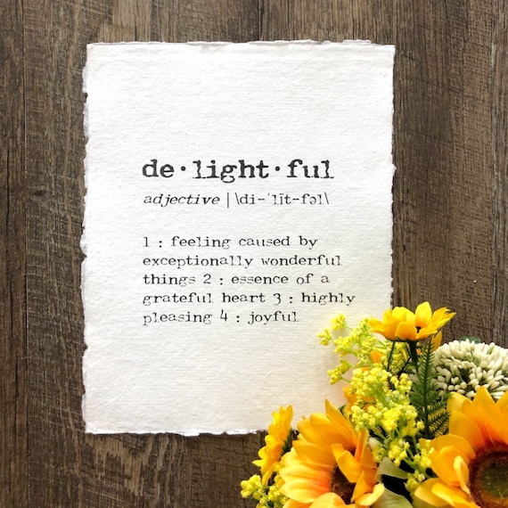 Delightful Definition Print in Typewriter Font on 5x7 or 8x10 Etsy