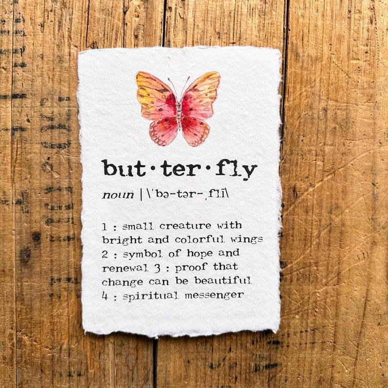 butterfly definition print on handmade paper