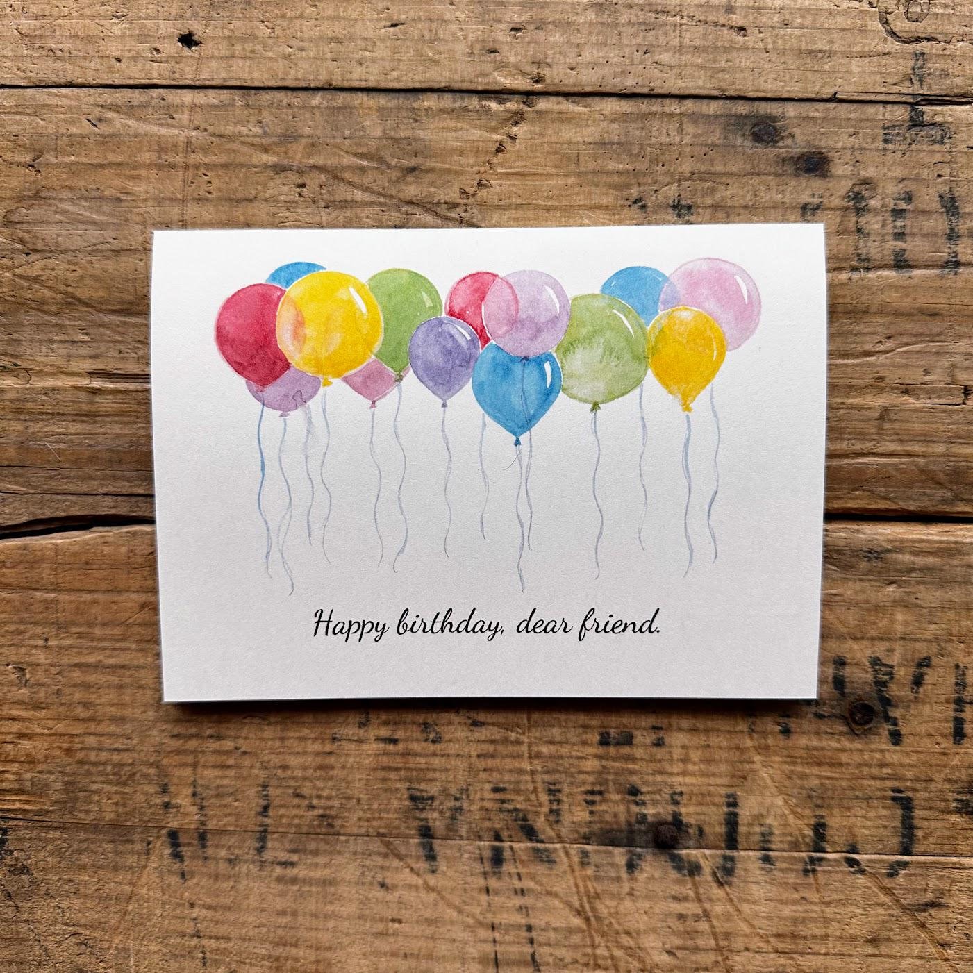 happy birthday card for friend Images High Quality... Happy Birthday, Dear Friend Greeting Card With Multi-color Balloons ...