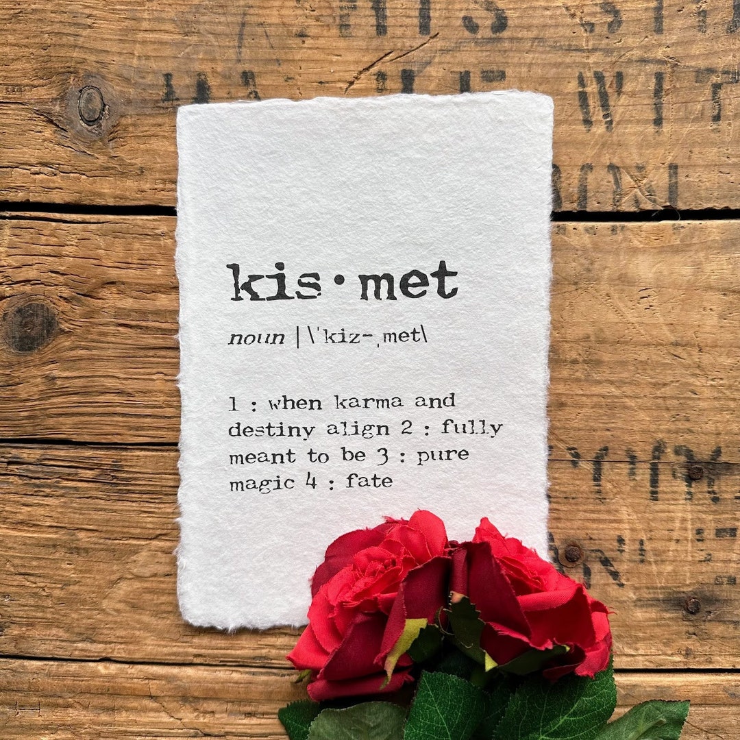 Kismet Definition Print in Typewriter Font on 5x7, 8x10, 11x14 Handmade