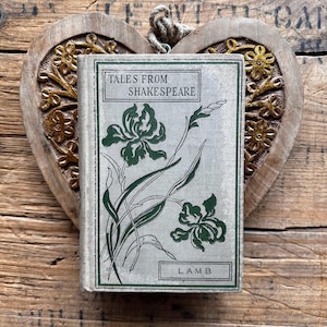 Antique Tales from Shakespeeare book by Charles and Mary Lamb, green floral cover, Children&#39;s Shakespeare, Romeo and Juliet, Othello