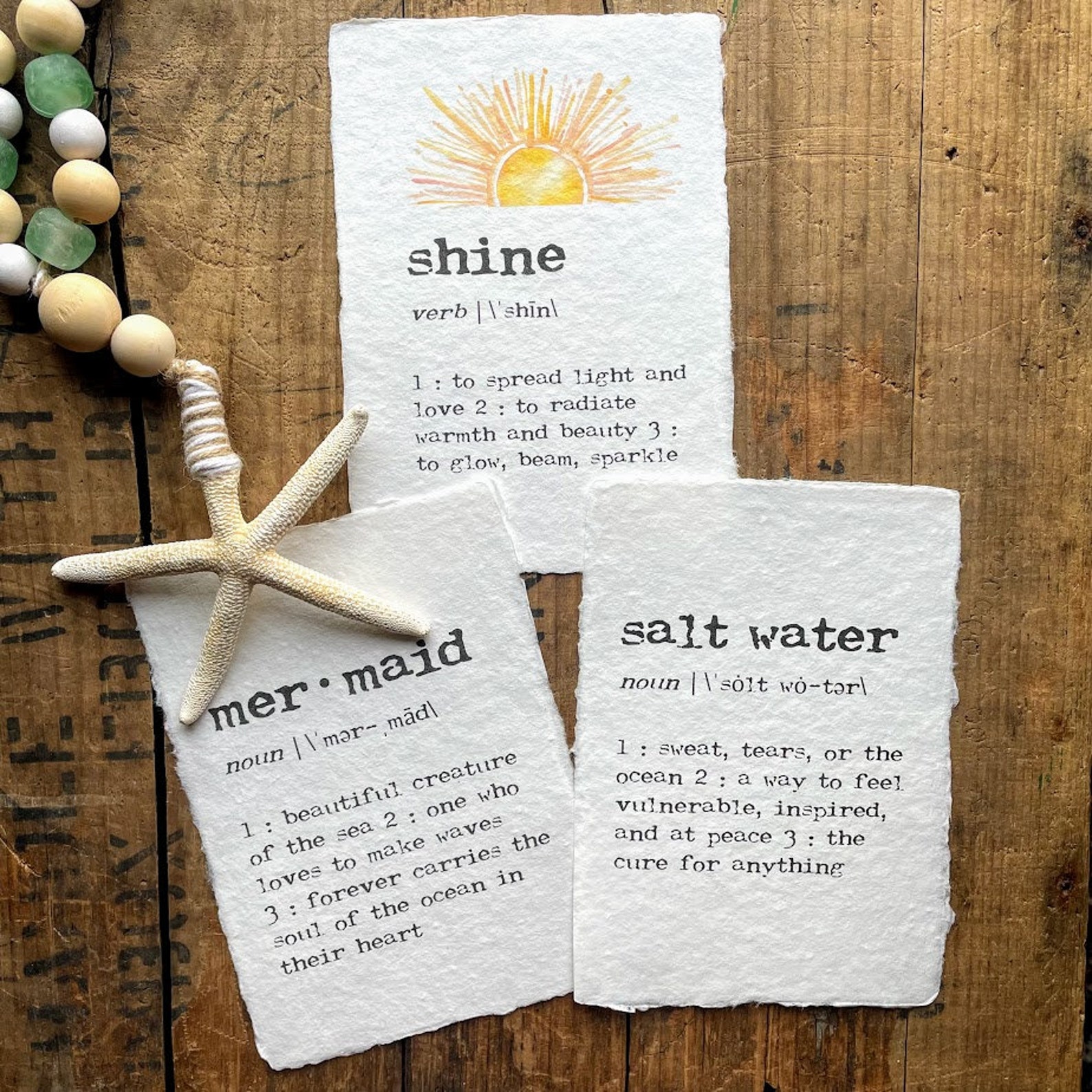 Salt water definition print in typewriter font on 5x7 or 8x10 Etsy