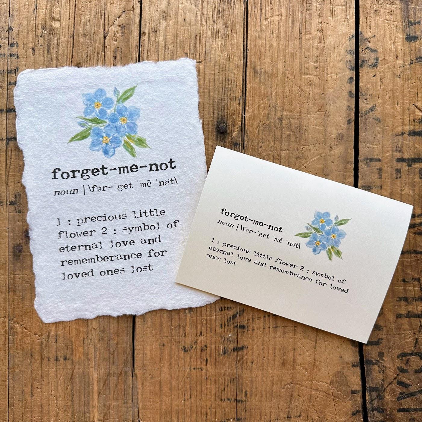 Forget-me-not Definition Print in Typewriter Font on Handmade Paper ...