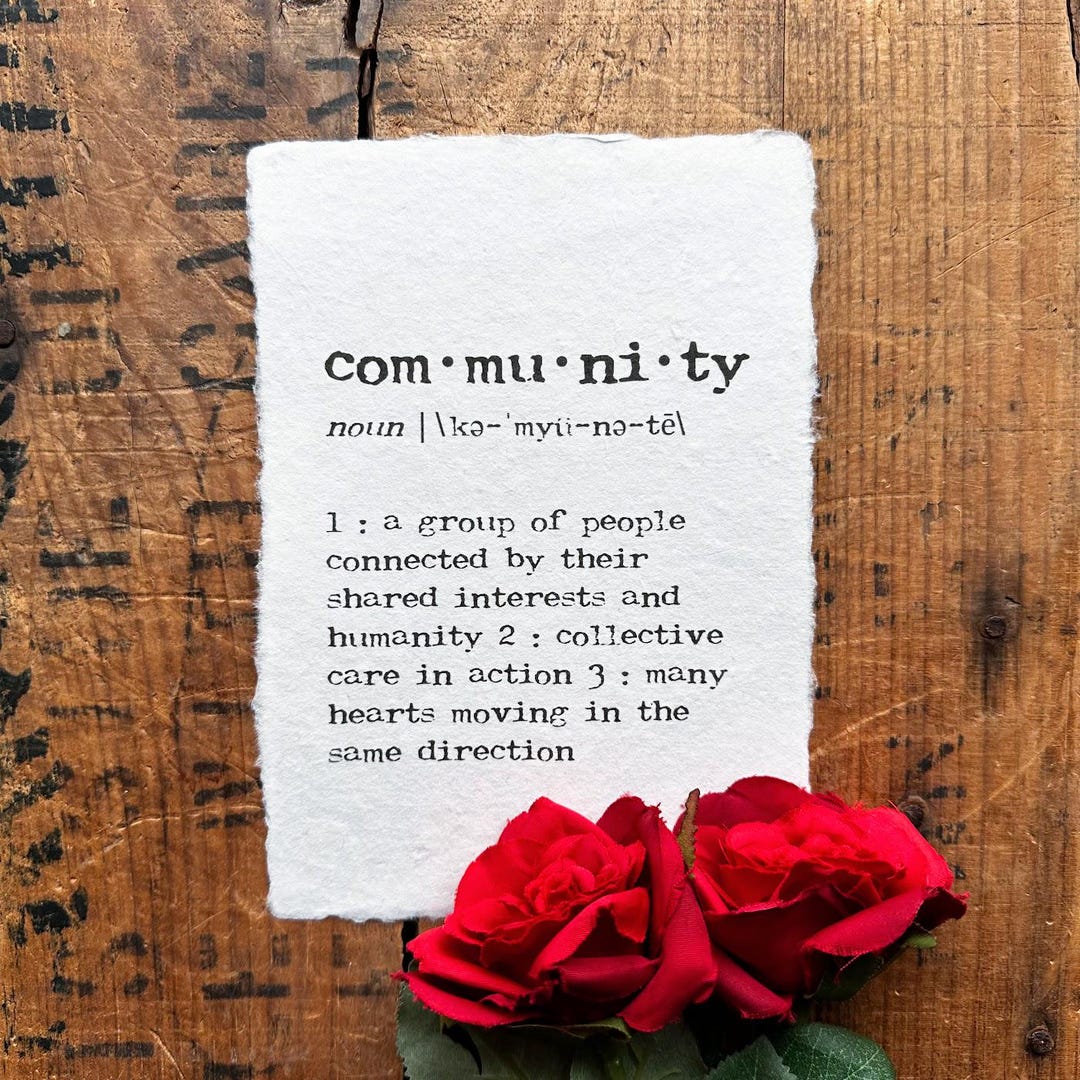 Community Definition Print in Typewriter Font on Handmade Paper, Shared ...