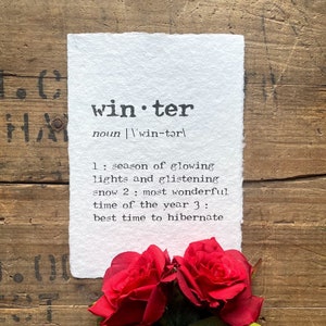 winter definition print on handmade paper