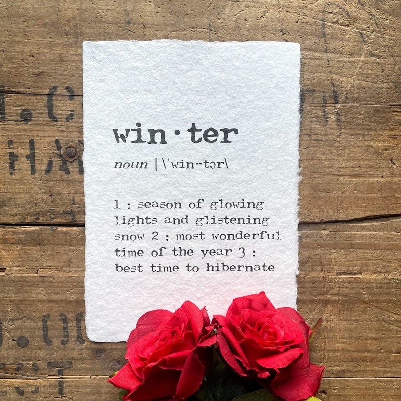 winter definition print on handmade paper