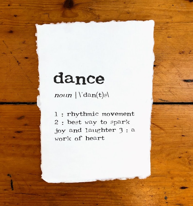 Dance definition print in typewriter font on 5x7 or 8x10 Etsy