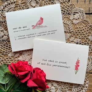 But what is grief, if not love persevering quote card, original floral watercolor, 4" x 5.5", envelope and rose seal, blank sympathy card image 4