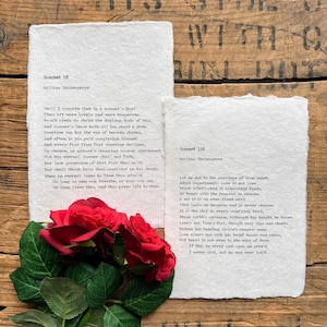 persönliches Gedicht oder Liedtextdruck auf handgeschöpftem Baumwollpapier, Geburtstagsgeschenk, Geschenk für Paar, Brautpaar, Hochzeit, Beileid Sympathiegeschenk