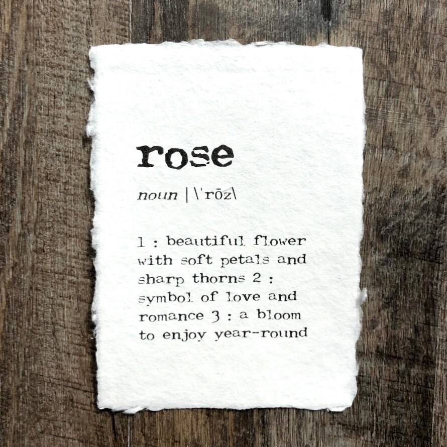 Rose Definition Print in Typewriter Font on 5x7 8x10 11x14 Etsy