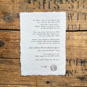 The World Longs to See You Travel Poem by R. Clift on 5x7, 8x10, 11x14 ...