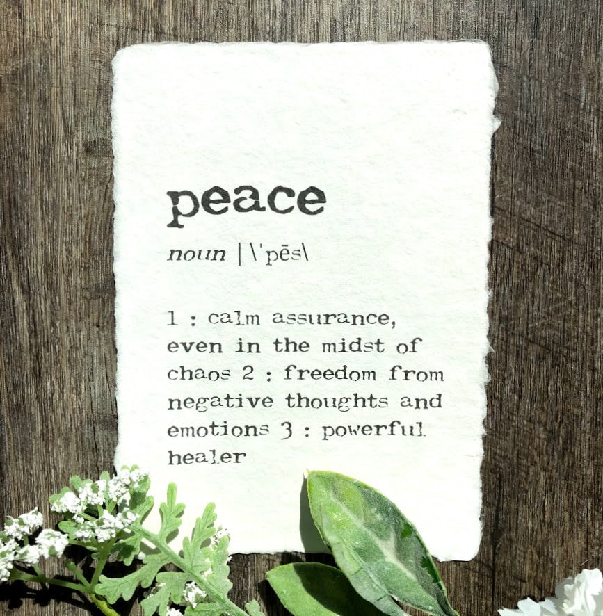 Peace definition print in typewriter font on 5x7 or 8x10 Etsy