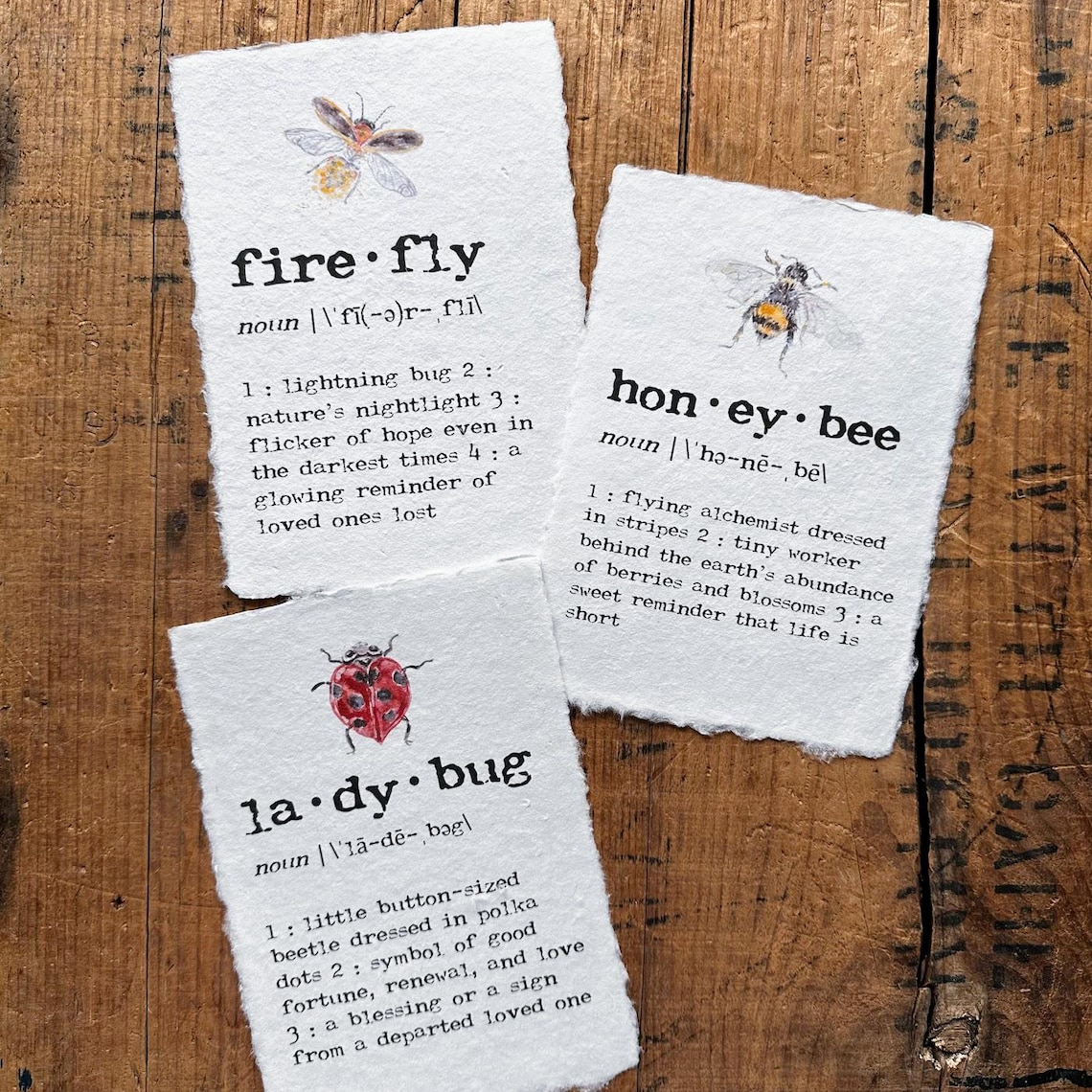 Firefly Definition Print in Typewriter Font on Handmade Paper, Glowing ...