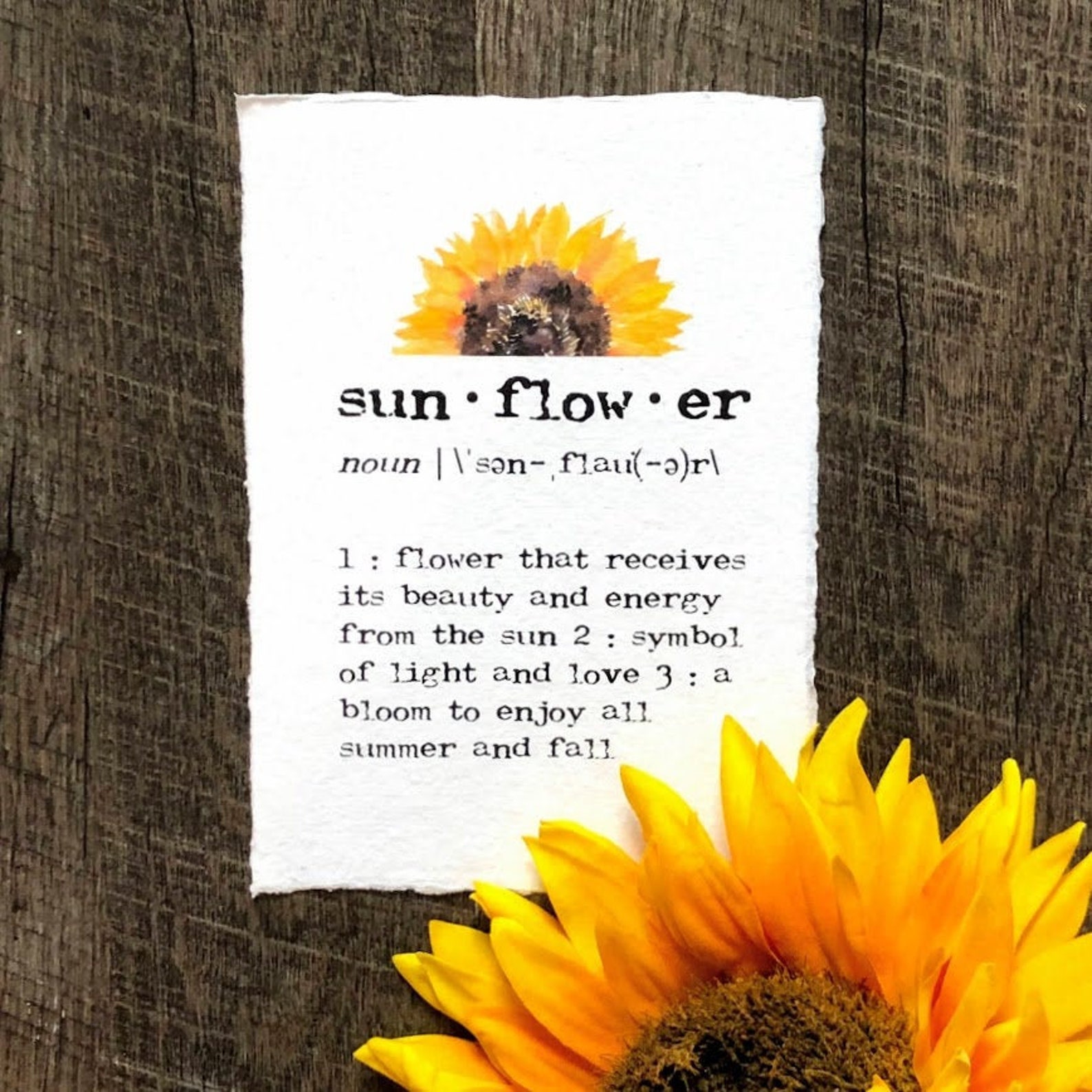 Sunflower Definition Print in Typewriter Font on 5x7 or 8x10 Etsy