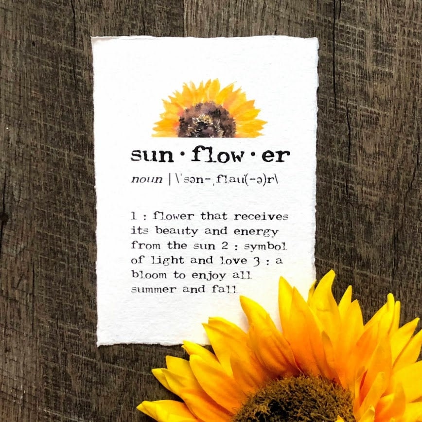 Sunflower definition print in typewriter font on 5x7 or 8x10 Etsy