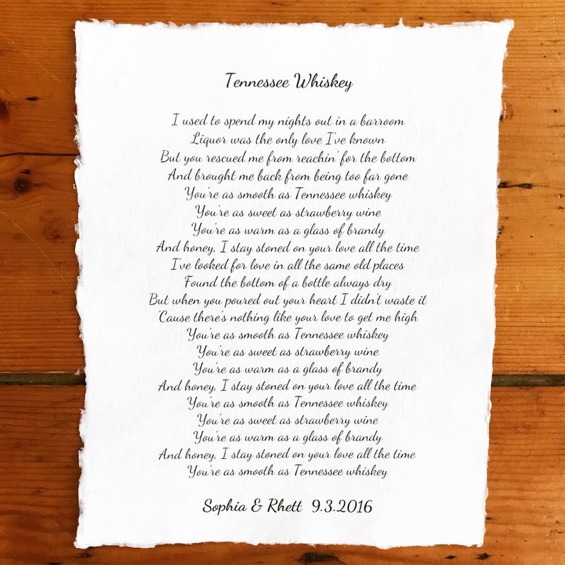 Custom wedding vows song lyrics bible verse or poem print