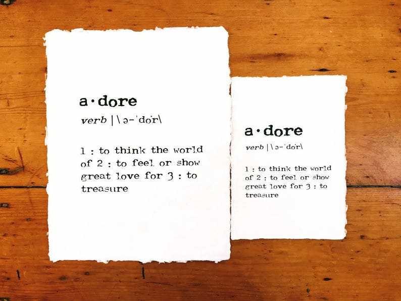 Adore definition print in typewriter font on 5x7 or 8x10  Etsy