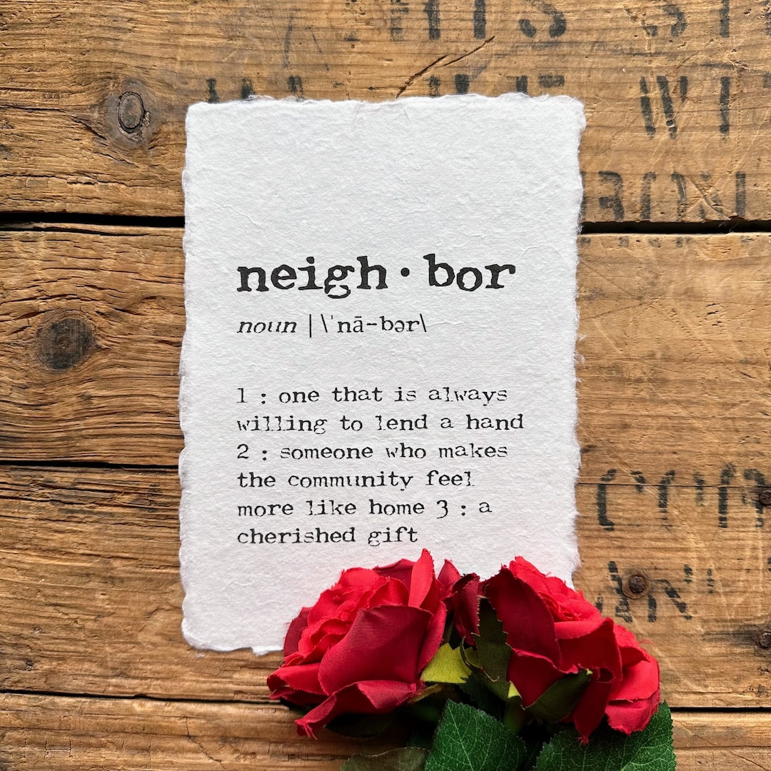 Neighbor Definition Print in Typewriter Font on 5x7, 8x10, 11x14 ...