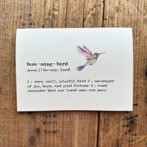 Kolibri Grußkarte mit Originalaquarell, 10cm x 14cm, inklusive Kuvert und Beileidskarte mit Rosenmotiv