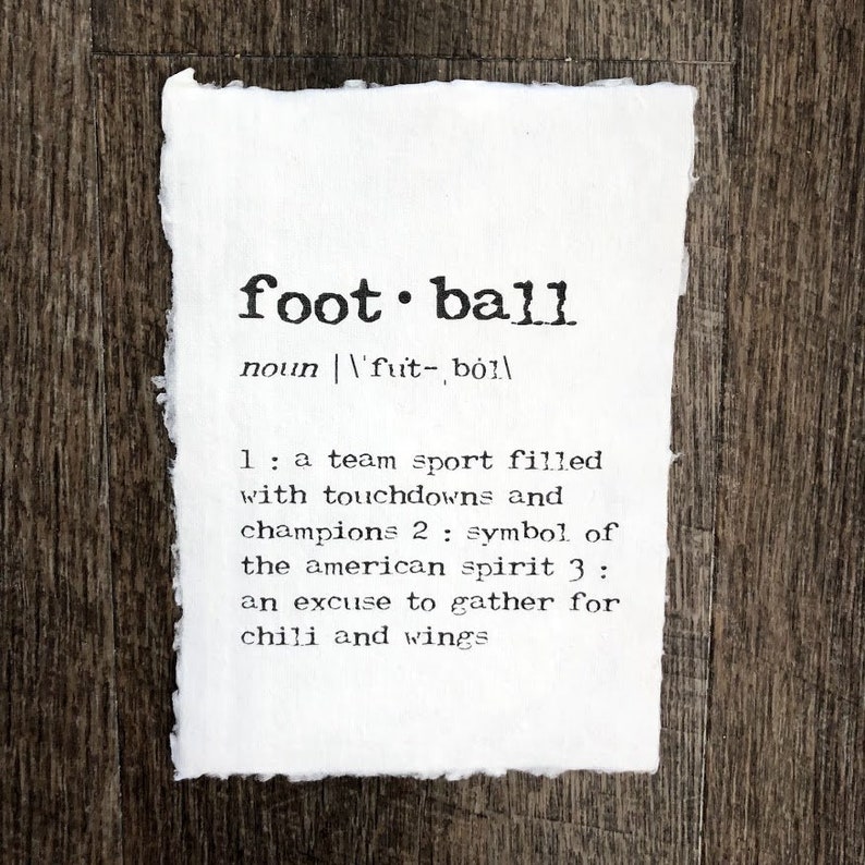 Football Definition Print in Typewriter Font on 5x7 8x10 Etsy