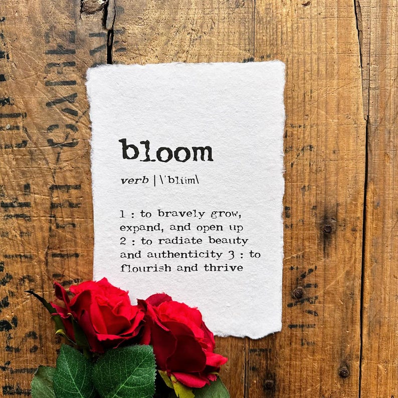 bloom definition print on handmade paper